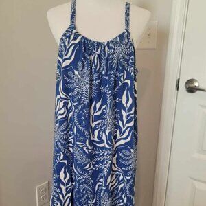 H&M Blue & White Tropical Print Sundress - Large